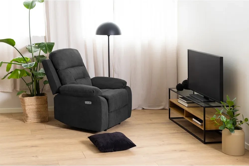 Elektrické polohovací relaxační křeslo Vansbro tmavě šedé