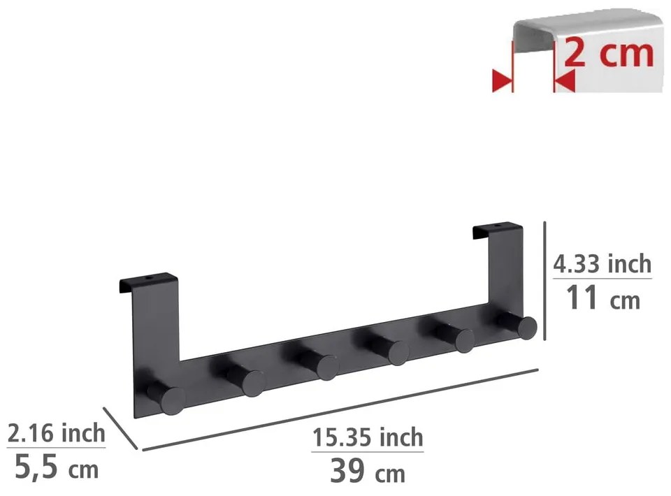 Čierny kovový vešiak na dvere 39 cm Celano – Wenko