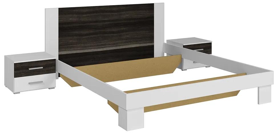 Manželská posteľ 180 cm Verwood Typ 82 (s nočnými stolíkmi) (orech čierny + biela). Vlastná spoľahlivá doprava až k Vám domov. 1030057