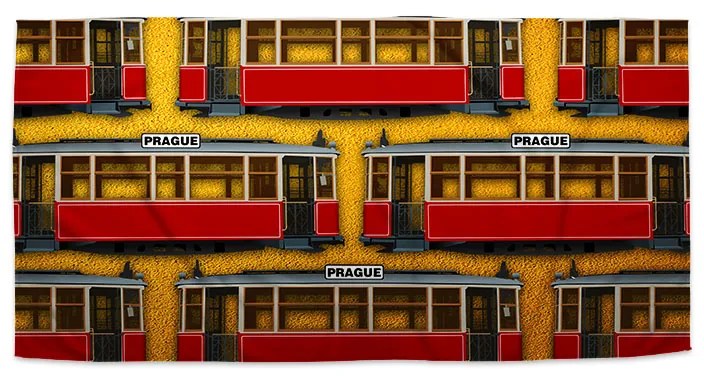 Sablio Uterák Pražské historické električky Žltý Pattern - 50x100 cm