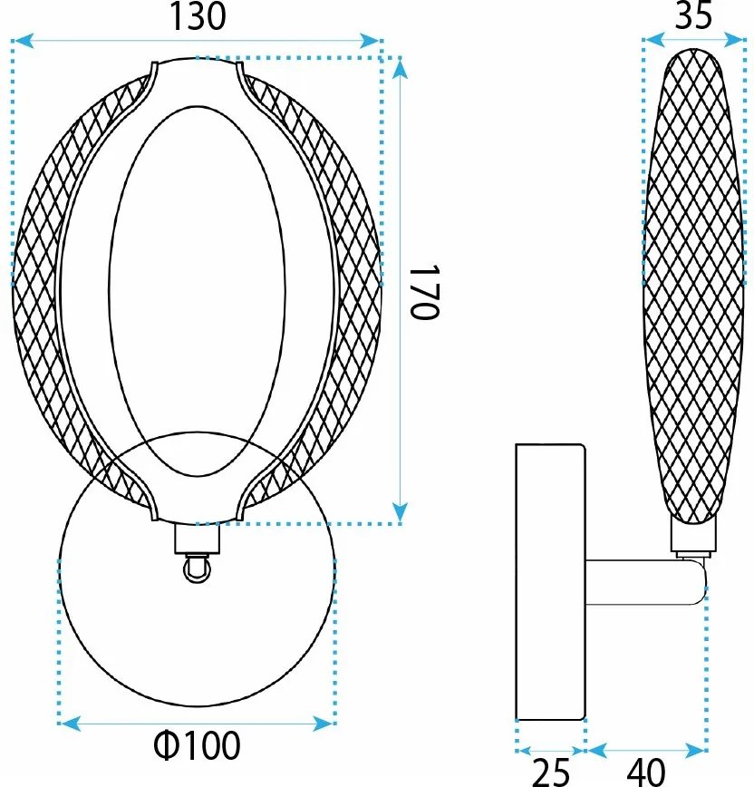 Toolight Rea, nástenné LED svietidlo 7W, 4000K, 500lm, G174-W, zlatá lesklá, OSW-07818