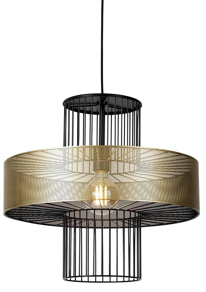 Inteligentné závesné svietidlo zlaté s čiernou 50 cm vrátane Wifi G95 - Tess