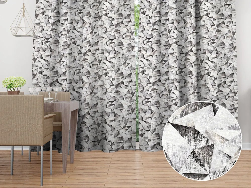 Biante Dekoračný záves Porto PRT-008 Sivo-béžové kryštály - šírka 130 cm 130x140 cm