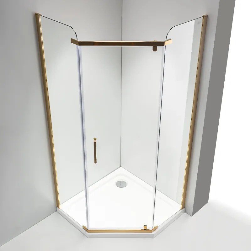 BPS-koupelny Päťuholníkový sprchový kút KZ91A 80x80 zlatá/transparent - bez vaničky