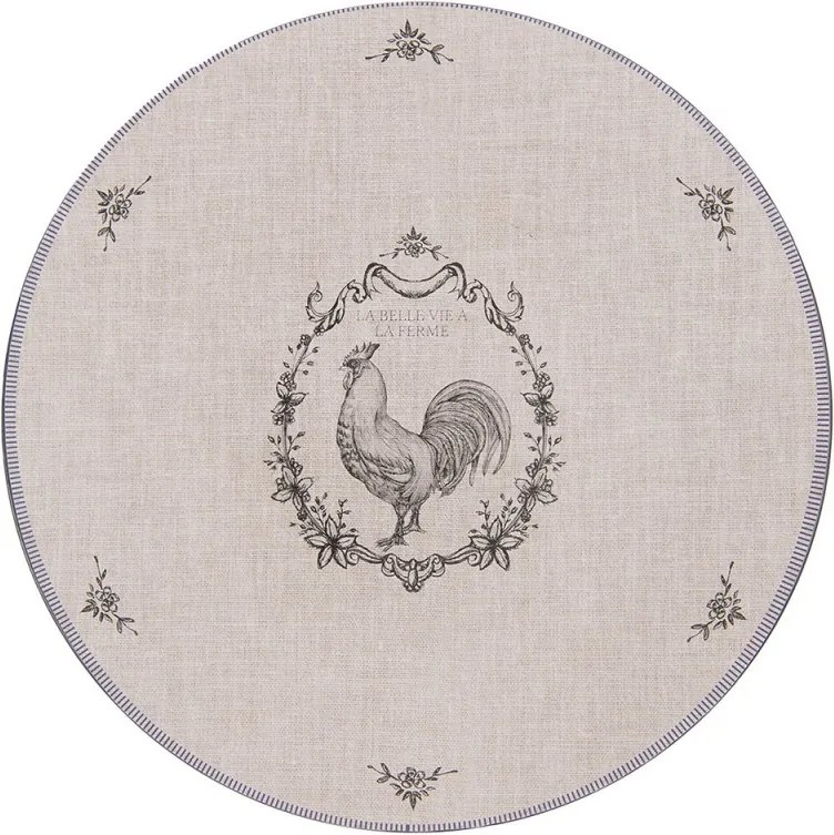 Béžový servírovací tanier s kohútom Devine French Roster - Ø 33*1 cm