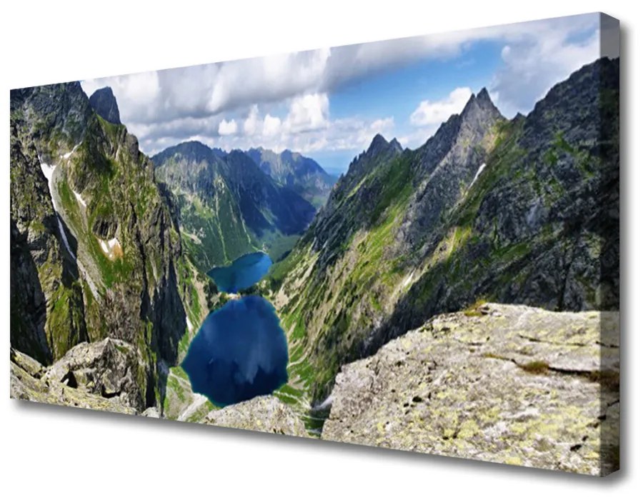 Obraz Canvas Hory údolie jazerá vrcholy 140x70 cm