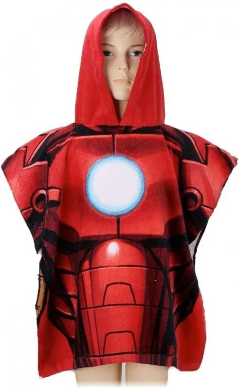Detské / chlapčenské kúpacie pončo - osuška s kapucňou - Iron Man - Avengers - 100% bavlna - 55 x 110 cm