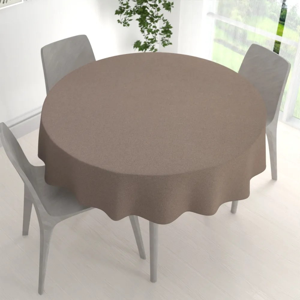 Biante Dekoračný okrúhly obrus BKR-502 Svetlo hnedý režný Ø 90 cm
