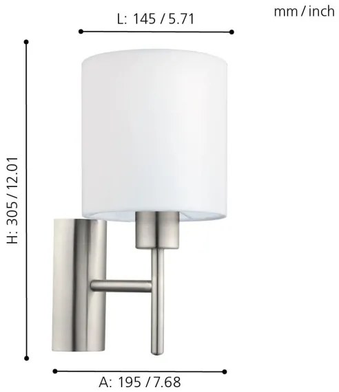 Eglo 94924 - Nástenné svietidlo PASTERI 1xE27/60W/230V
