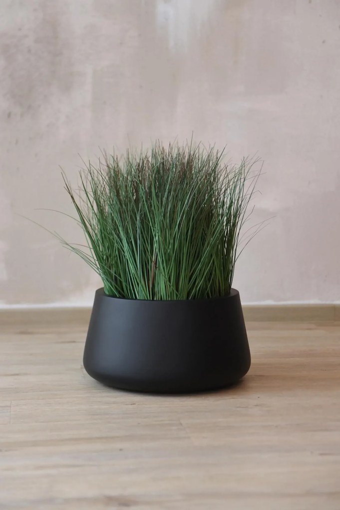 Kvetináč GORDO, sklolaminát, výška 29 cm, čierny