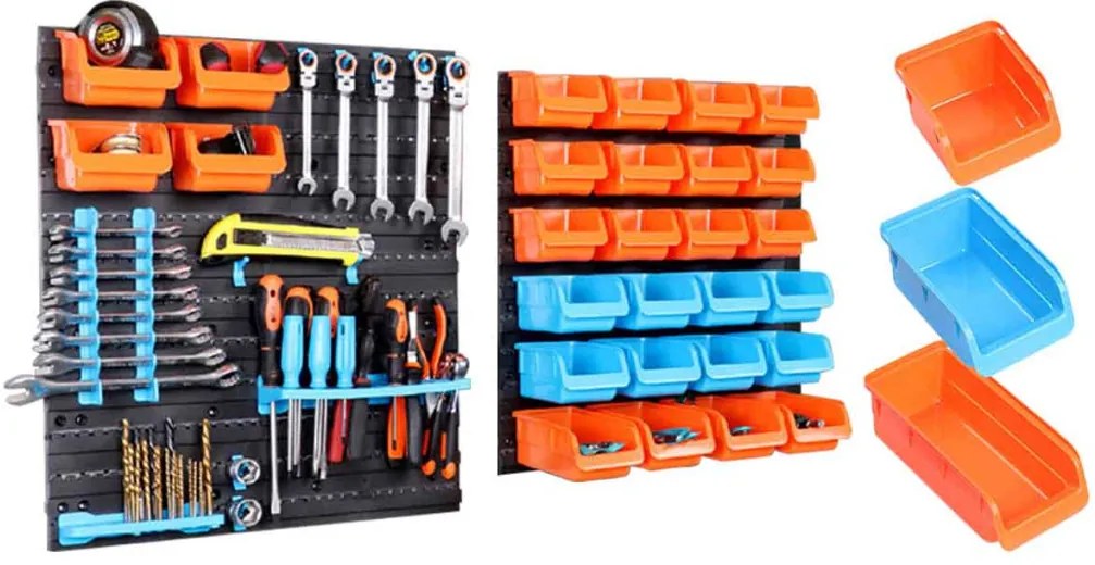 Nástenný organizér na náradie a skrutky- 2 typy-43 kusový