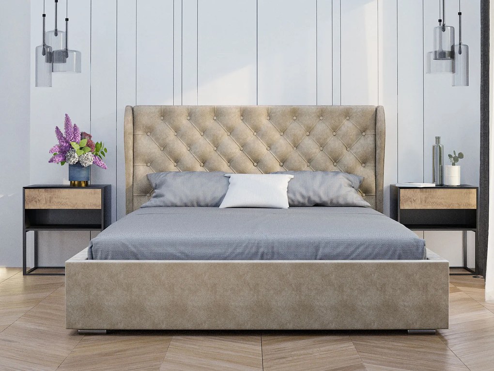 PROXIMA.store - Luxusná čalúnená posteľ LUNA ROZMER: 140 x 200 cm, TYP ROŠTU: KOVOVÝ ROŠT