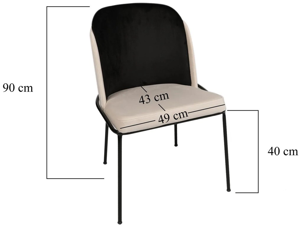 Súprava 2 ks jedálenských stoličiek Dore čierna/krémová