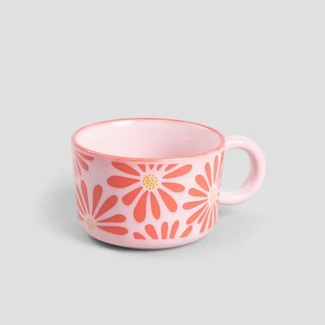 Hrnček FABIA nízky, ružový s kvetmi 732140 450 ml