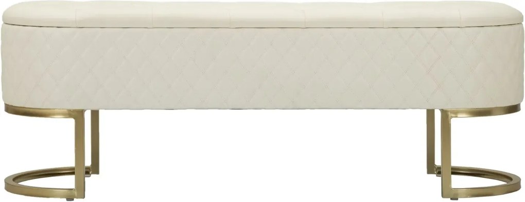 Lavica Sharon 120 cm s úložným priestorom ekokoža biela/zlatá