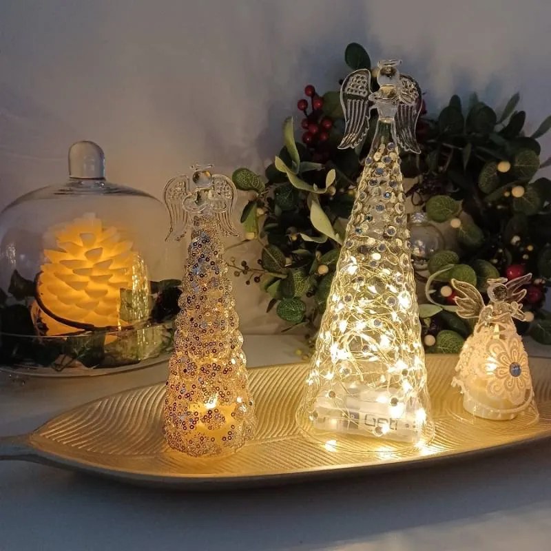 DECOLED Skleněný anděl, 6,5 x 10 cm