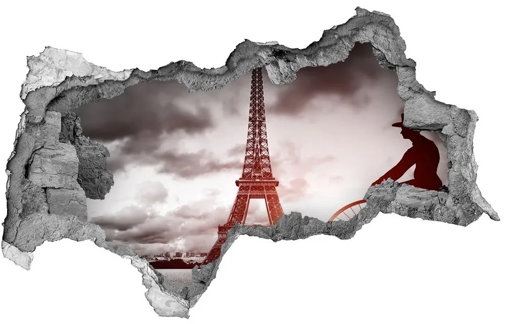 Fototapeta diera na stenu 3D Eiffelova veža v paríži nd-b-76327253