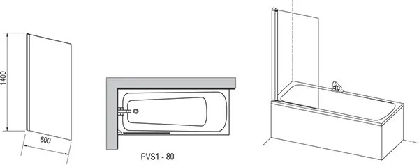 Ravak 79840C00Z1 - Vaňová zástena 80x140 cm lesklý chróm