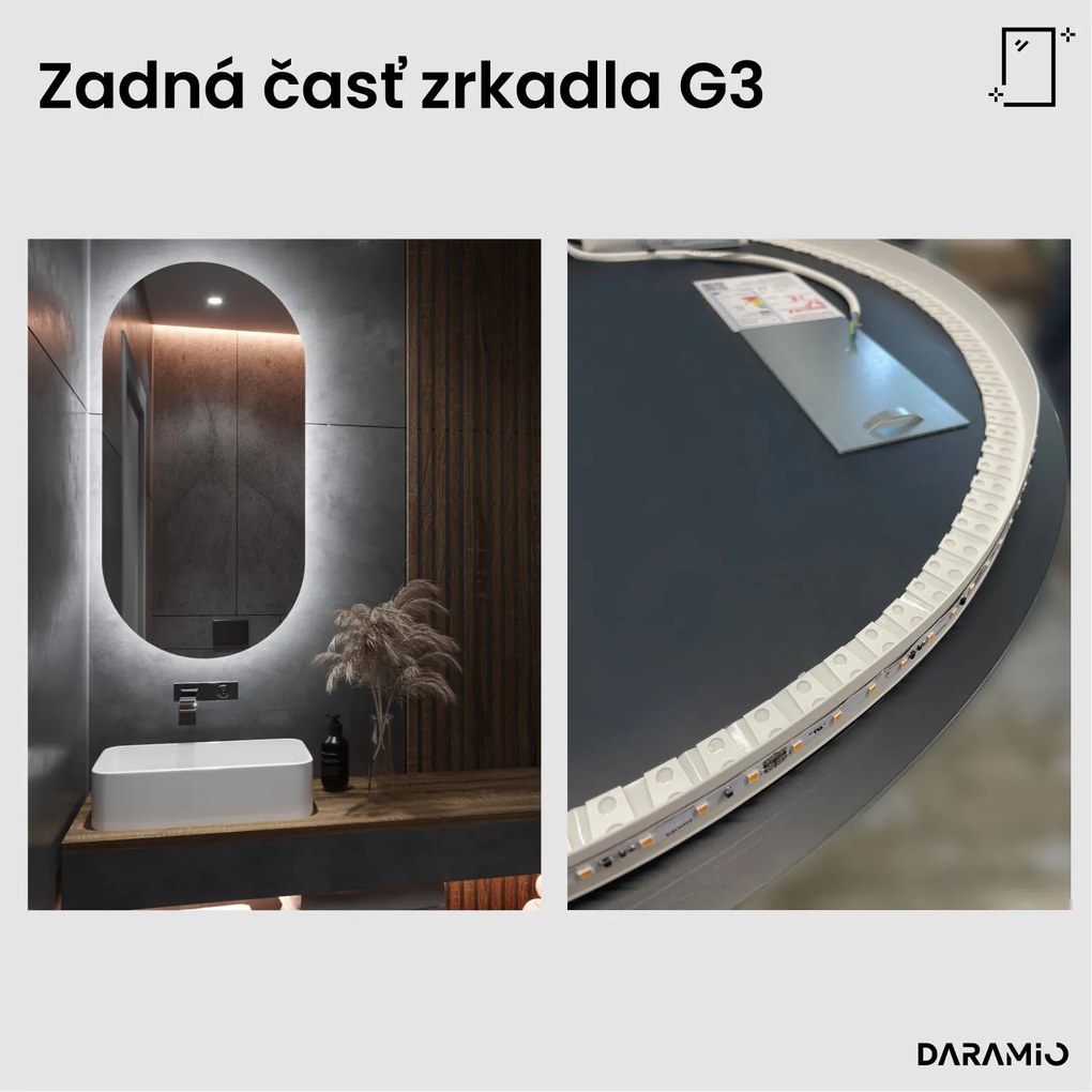 Podlhovasté zrkadlo so zaoblenými koncami a LED osvetlením G3