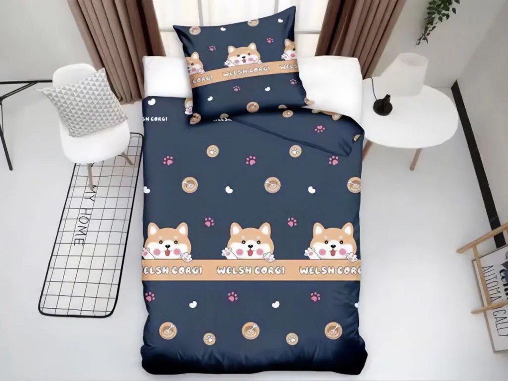 Detské obliečky WELSCH CORGI tmavosivé