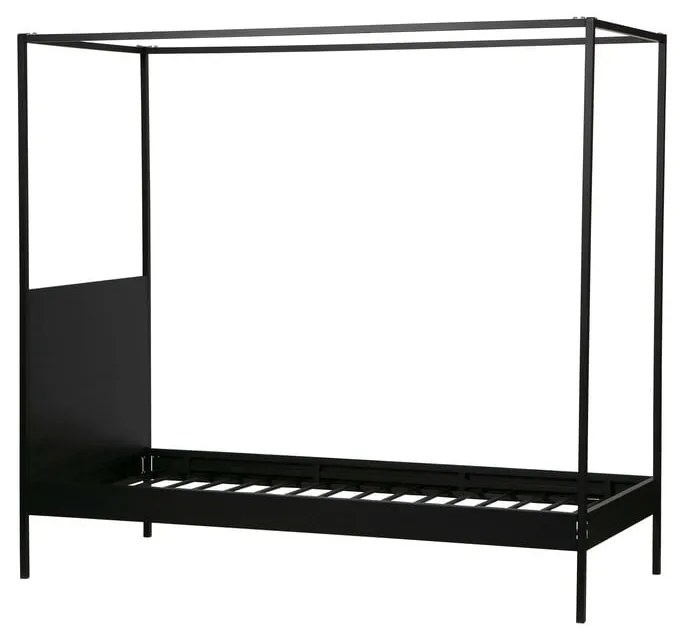 Čierna kovová jednolôžková posteľ s roštom 90x200 cm Dani – WOOOD