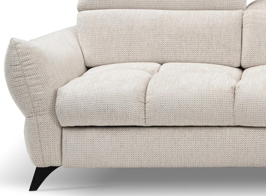 Rohová sedačka Fubu, šedo-krémová štruktúrovaná látka, pravý roh