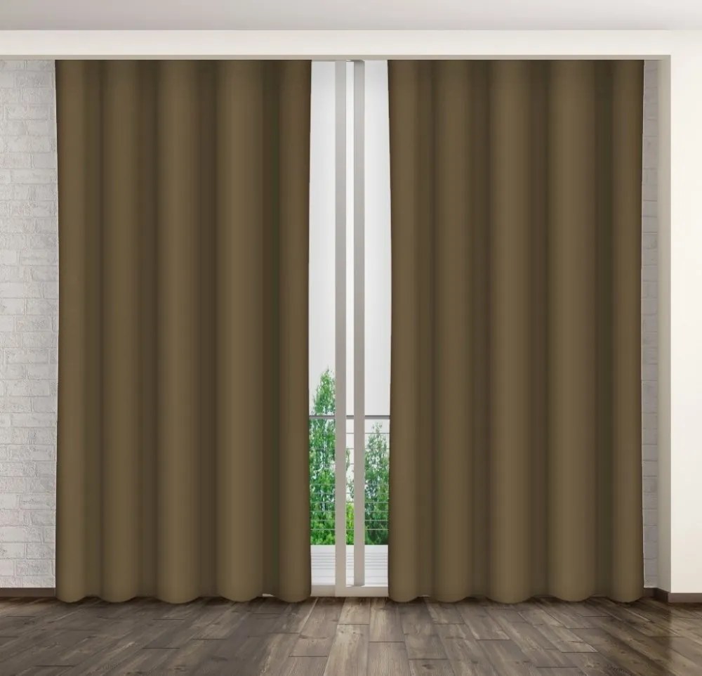 Jednofarebný záves do spálne olivovo zelenej farby Dĺžka: 270 cm