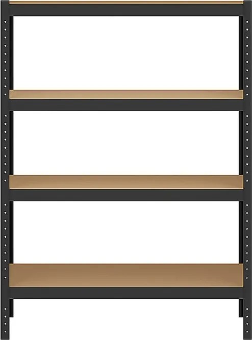 Akcia 10x Regál 150x70x30 cm lakovaný 4-policový, nosnosť 700 kg - čierny