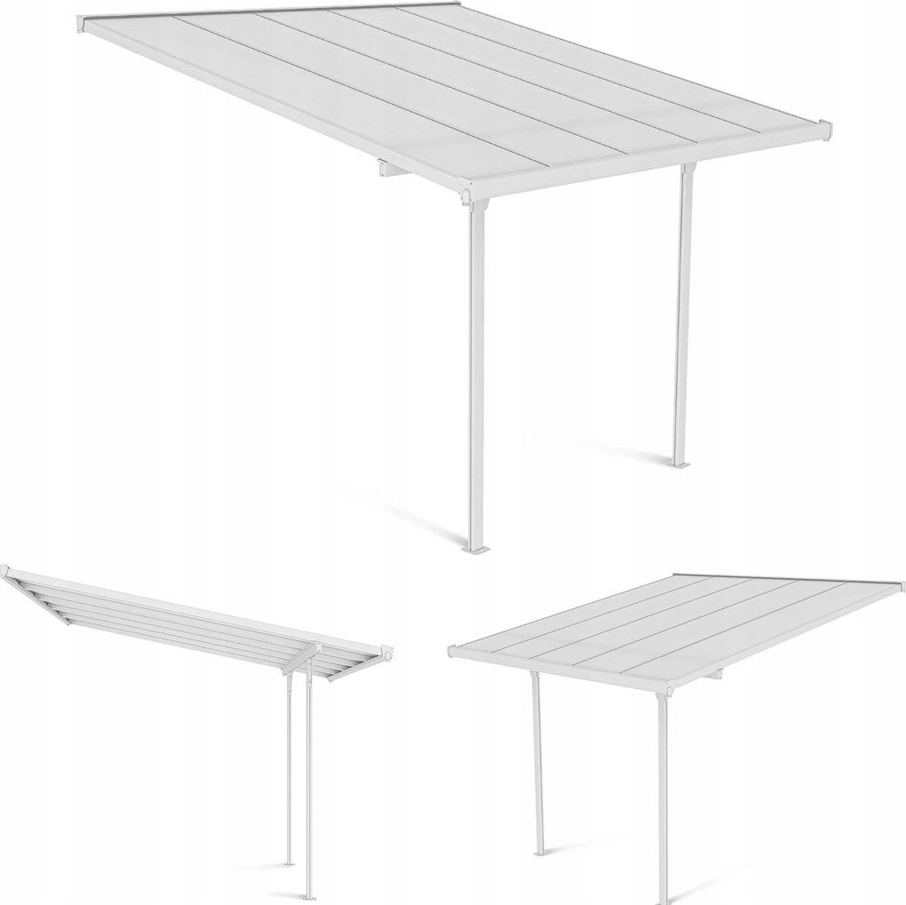 Záhradný Garážový Altánok Atlanta Polykarbonát na stenu Biely