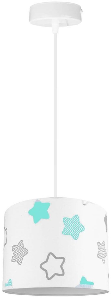 Detské závesné svietidlo Child, 1x textilné tienidlo so vzorom (výber z 5 farieb), (výber z 2 farieb konštrukcie)