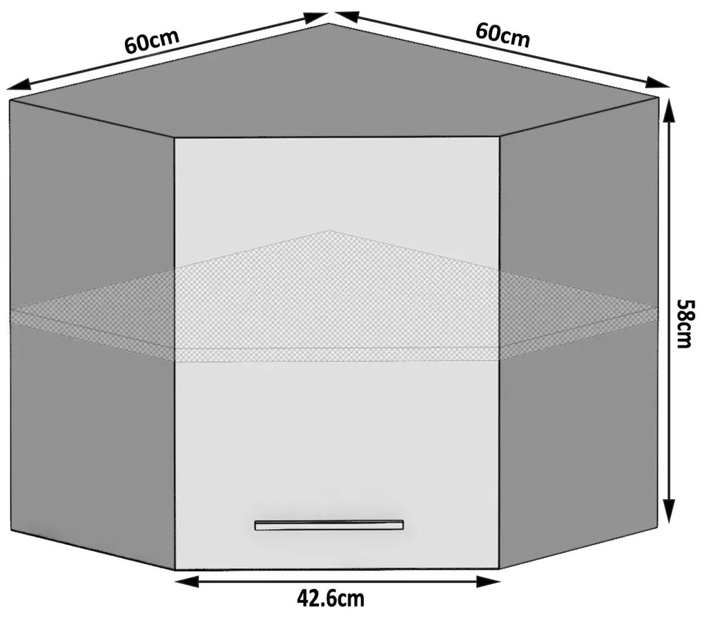 Kuchynská skrinka Belini horná rohová 60 cm biely mat TOR SGN60/1/WT/WT/0/E