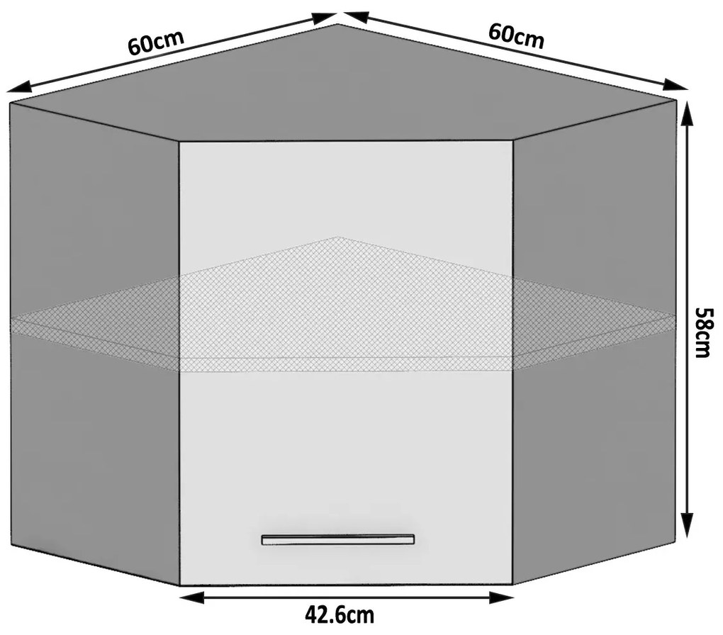 Kuchynská skrinka Belini horná rohová 60 cm dub wotan  TOR SGN60/2/WT/DW/0/B1