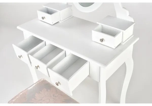 Toaletný stolík SARA 80x130 cm + taburet 45x37 cm biela