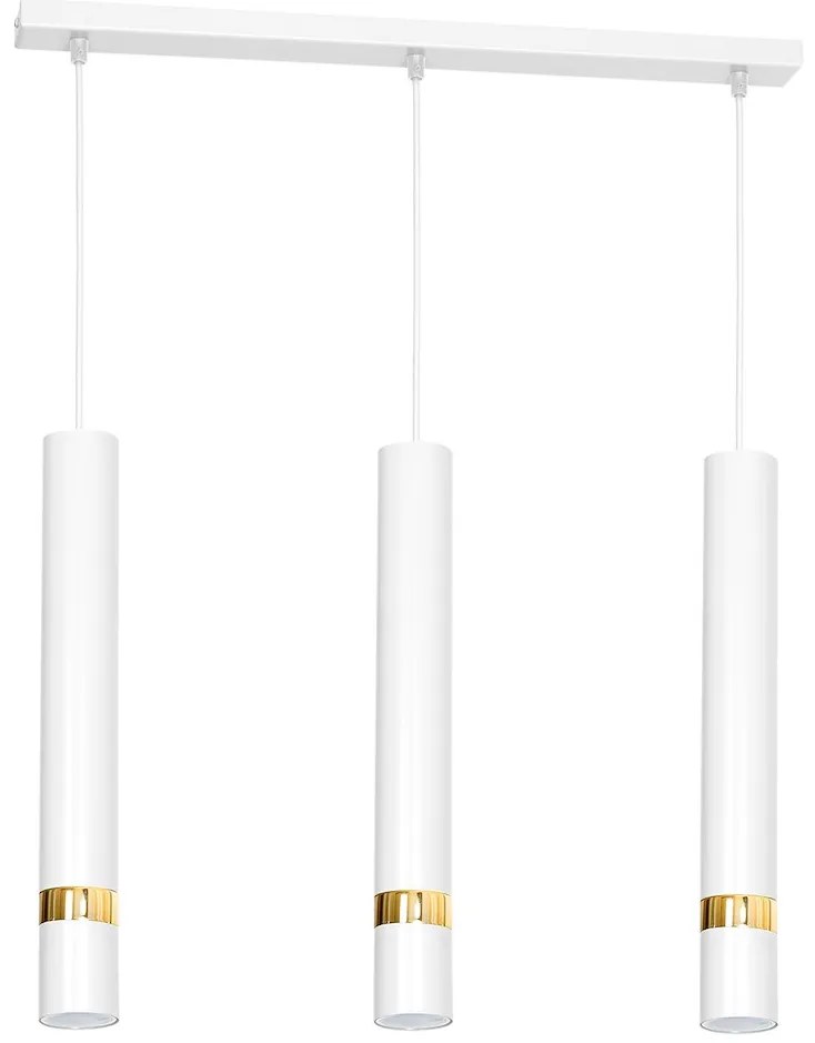 Závesné svietidlo Joker, 3x biele kovové tienidlo, w/g