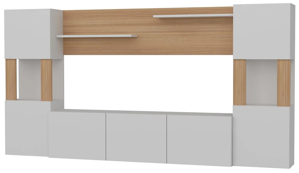 Obývacia stena Loreena (biela + teak) . Akcia -19%. Vlastná spoľahlivá doprava až k Vám domov. 1102294