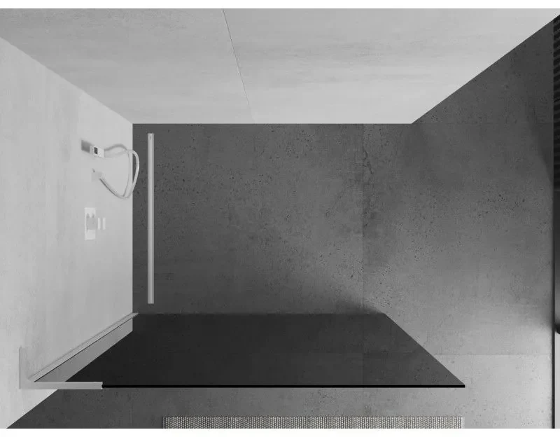 Mexen Kioto L, sprchová zástena Walk-In 100 x 200 cm, 8mm šedé sklo, biely profil, 800-100-103-20-40