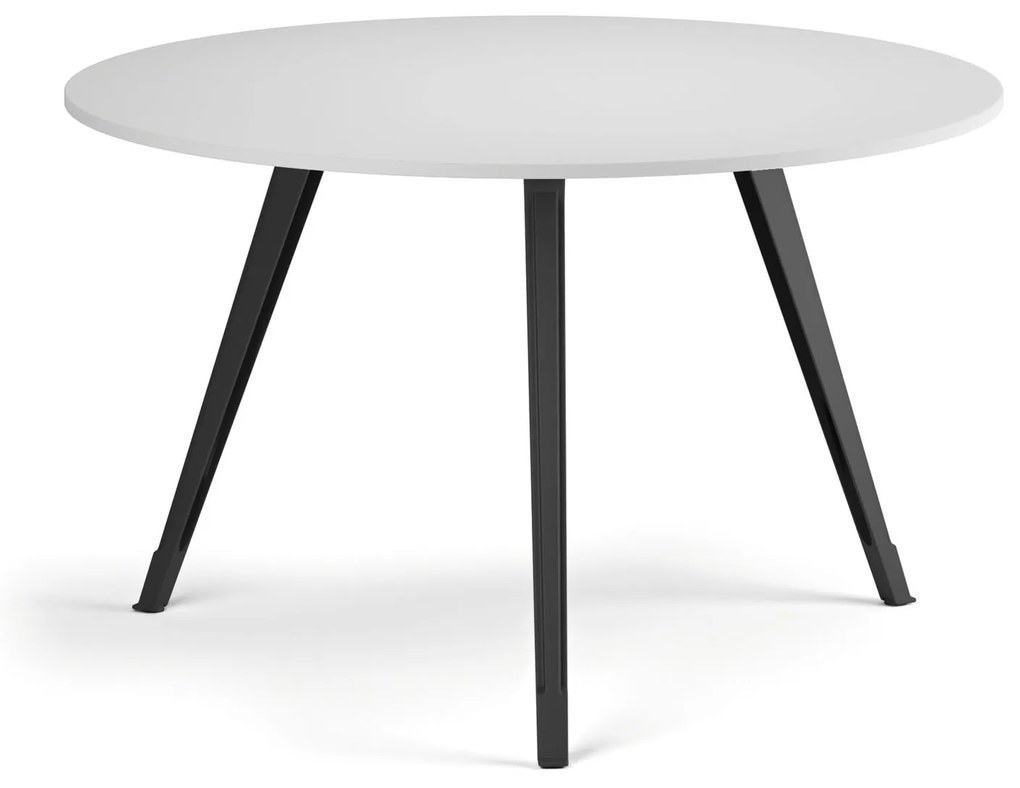 Konferenčný stôl PRIMO ZEN, priemer 120 cm, čierna podnož, biela