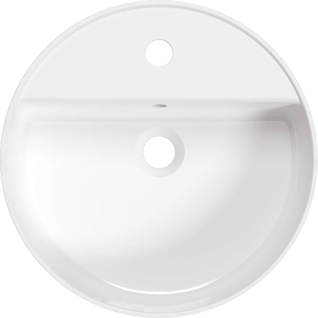 Deante Round, umývadlo na dosku s otvorom na batériu 420x420x120mm, biela lesklá, DEA-CGR_6U4B