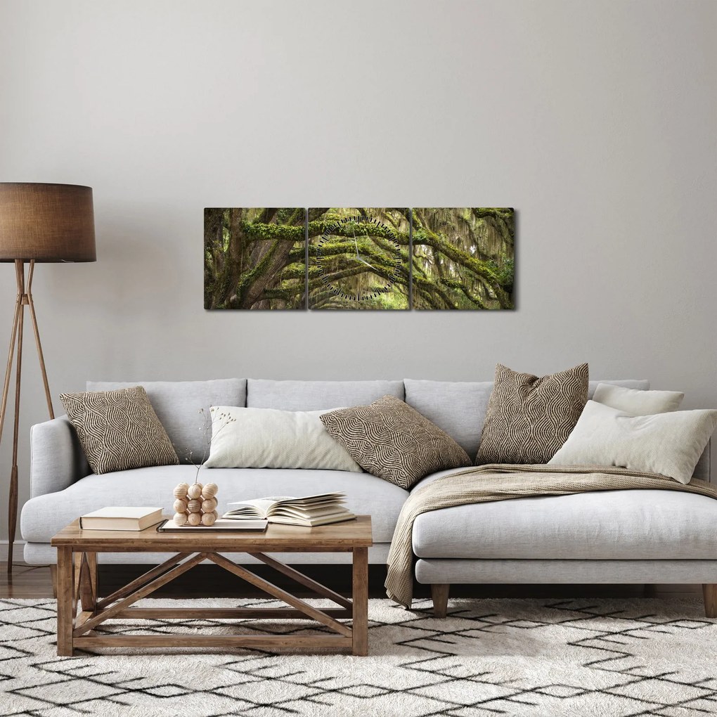 Obraz - Oaks Avenue, Charleston, Južná Karolína, USA (s hodinami) (90x30 cm)