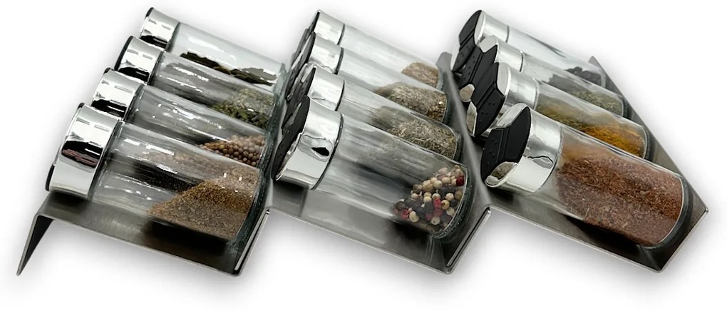 Orion Súprava 16ks koreničiek SPICE BLACK 100ml + 4ks nerezový organizér na koreničky VASKY - NEREZ + súprava 24ks štítkov
