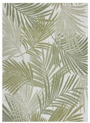 Koberec šnúrkový SIZAL SION lístie Palmy, tropický 2837  ploské tkanie biely / zelený
