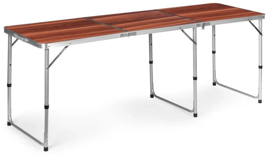 Skladací cateringový stôl 180 x 60 cm s imitáciou dreva 3-časťový