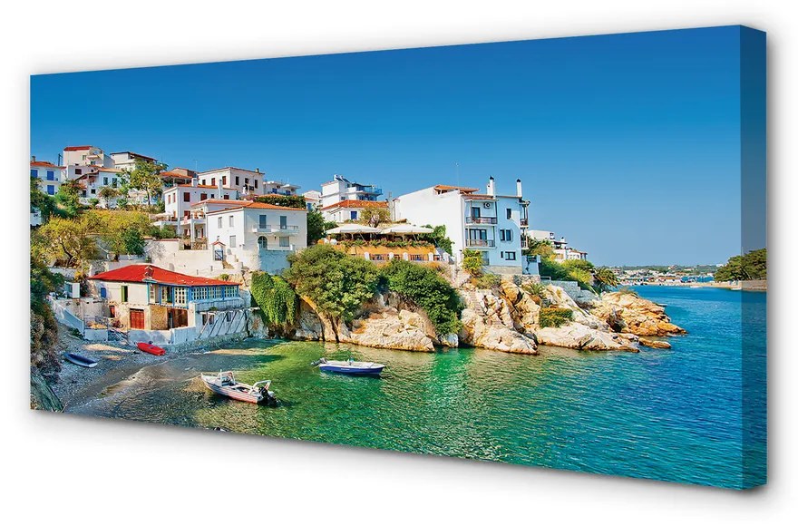 Obraz na plátne Grécko stavieb pobrežie morská 140x70cm