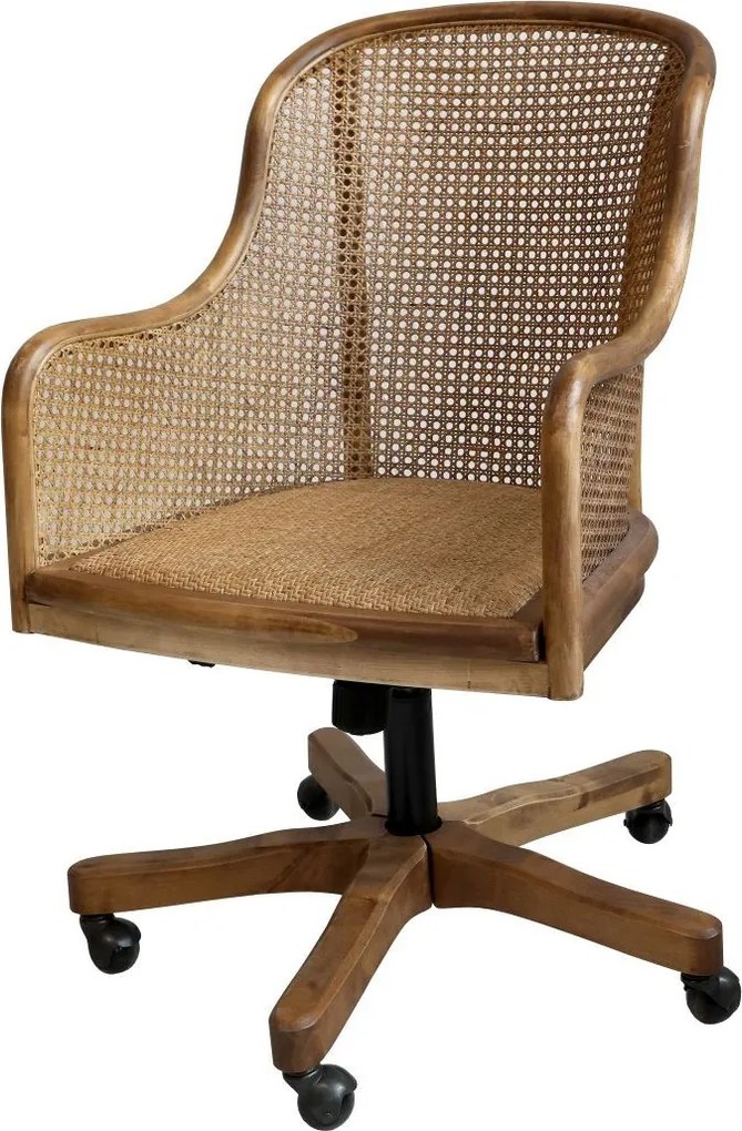 Antik drevená stolička s výpletom a opierkami na kolieskach Old French chair - 62*62*92 cm