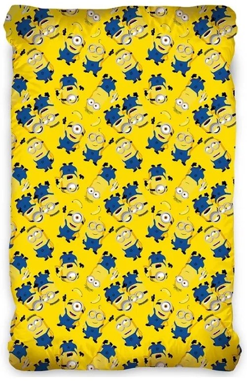 Detské bavlnené prestieradlo Mimoni Banana Team 90x200 cm