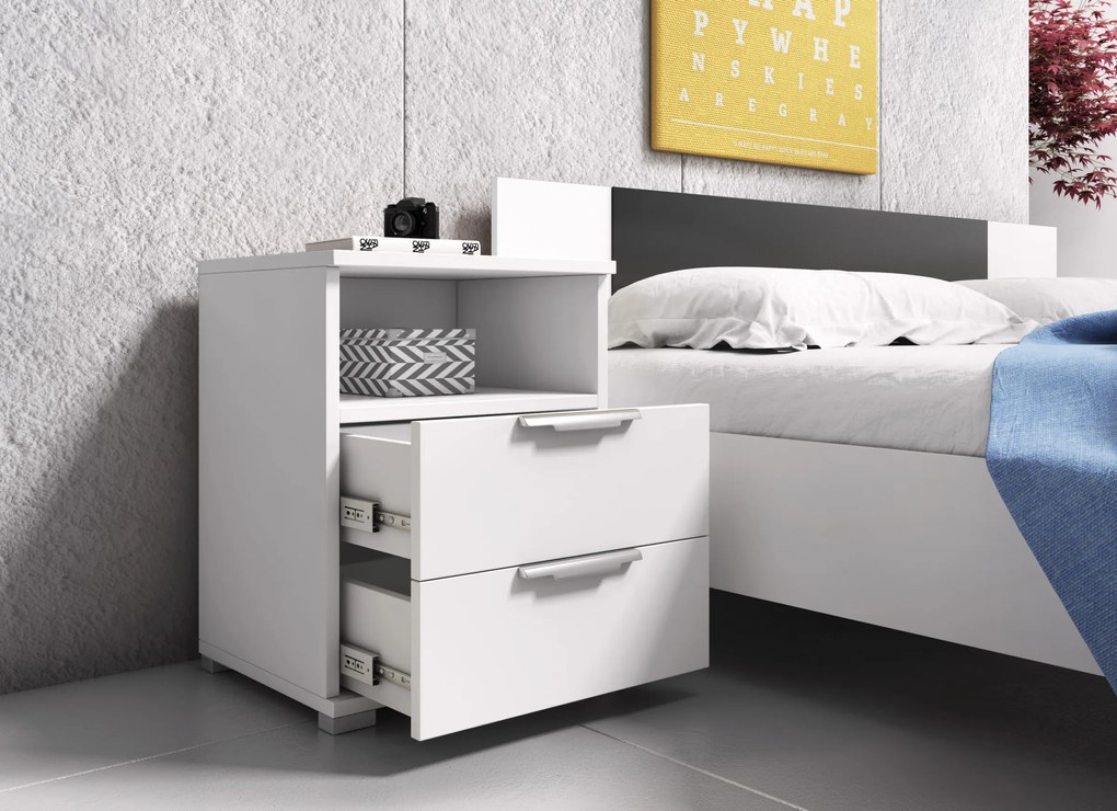 Noční stolek Naka 46 cm bílý