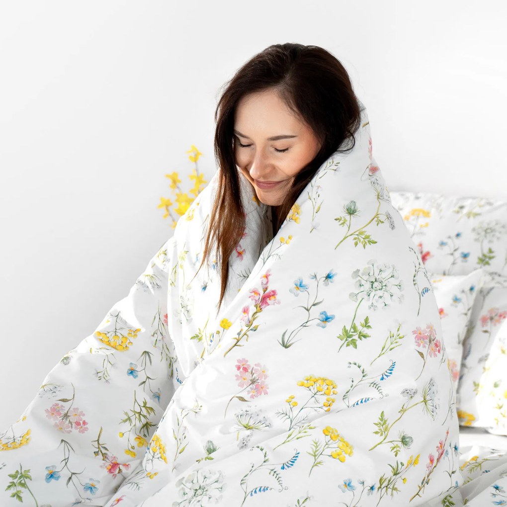 Goldea bavlnené posteľné obliečky deluxe - kvitnúca jar 240 x 220 a 2ks 70 x 90 cm