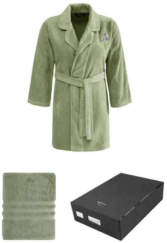 Soft Cotton Luxusný dámsky župan + uterák LILLY v darčekovom balení L + uterák 50x100cm + box Svetlo zelená