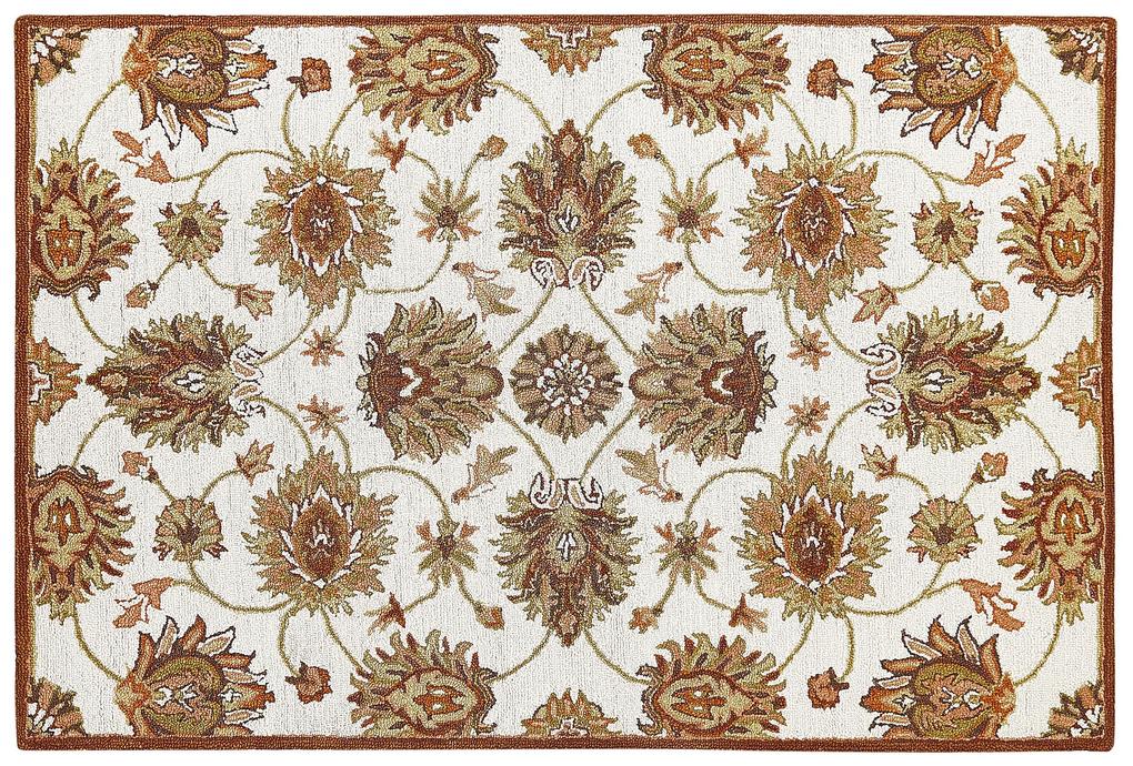 Vlnený koberec 160 x 230 cm béžová/hnedá EZINE Beliani