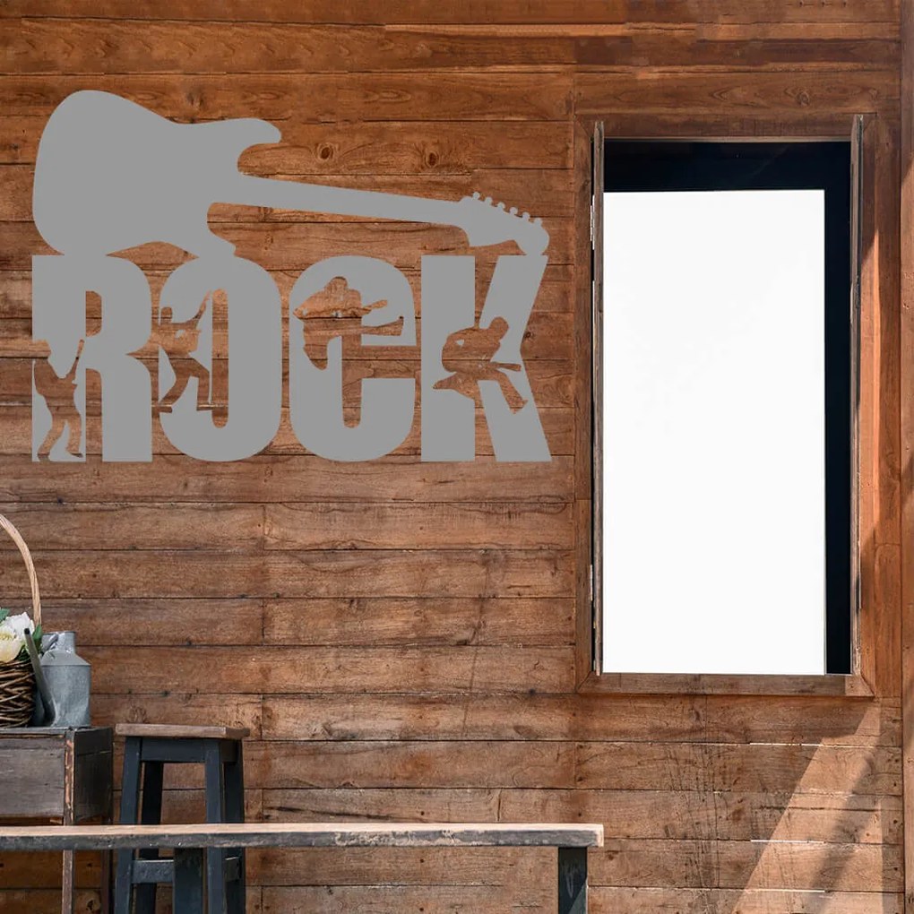 Veselá Stena Samolepka Nápis ROCK Farba: žlutá, Veľkosť: 80 x 55 cm